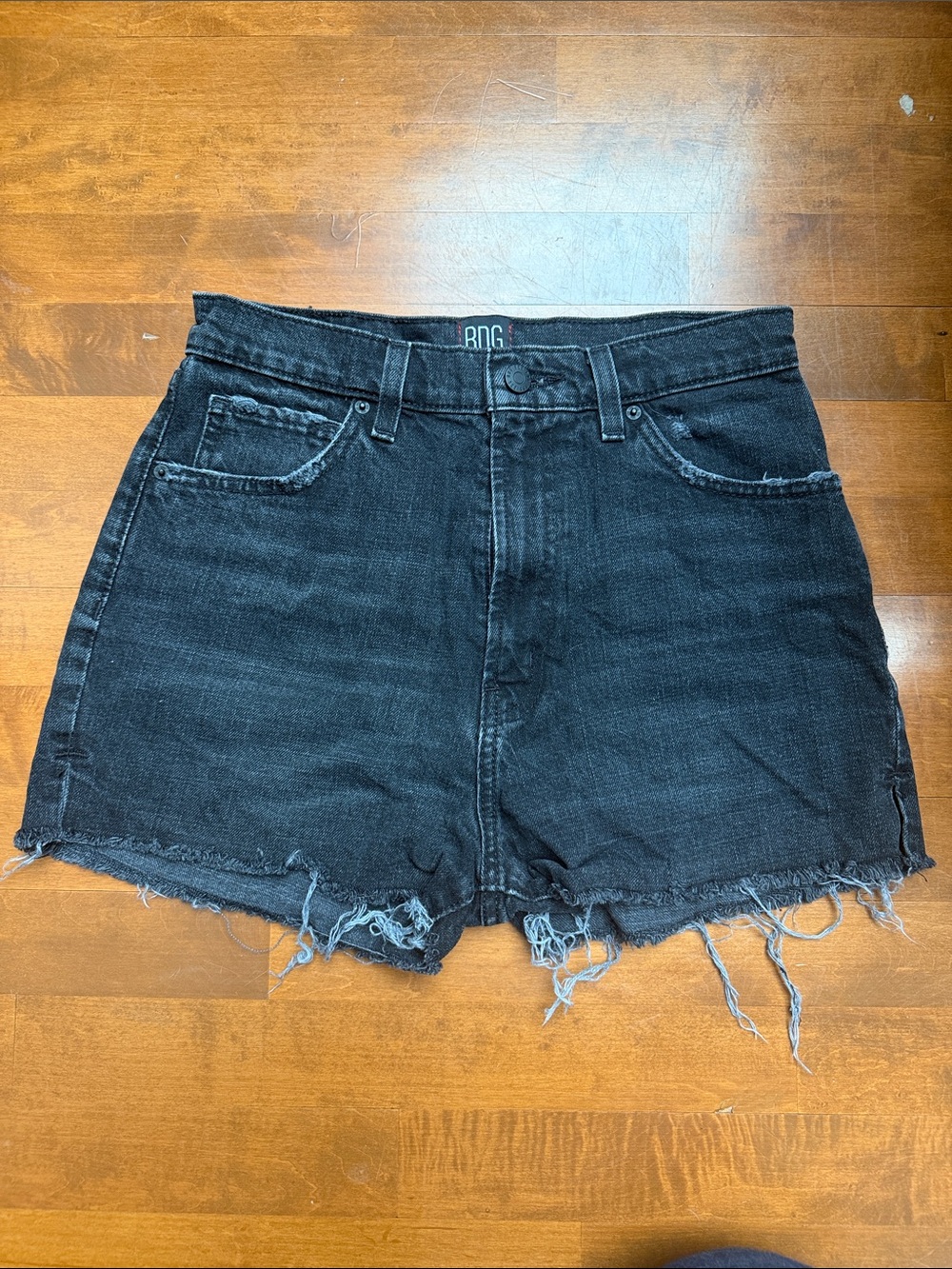 BDG Black Distressed High-Rise Denim Shorts